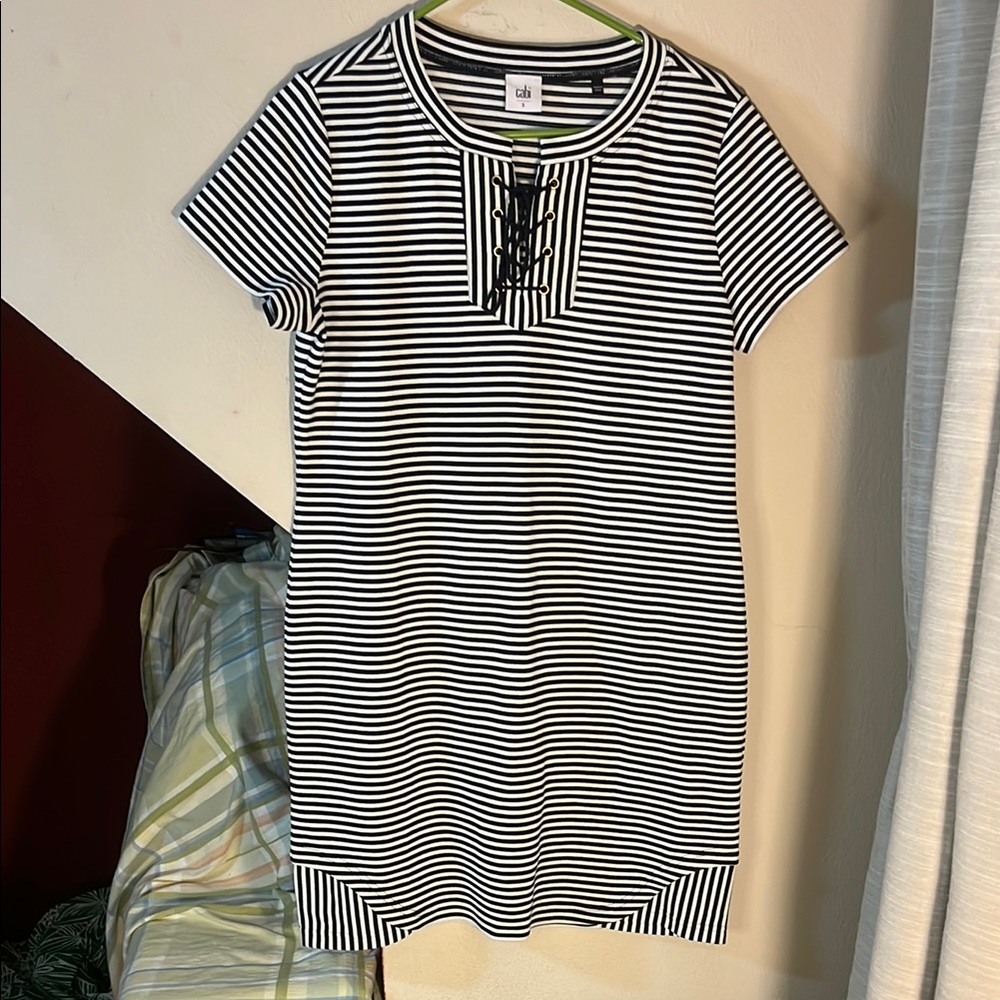 Cabi Nautical Blue‎ and White Striped Dress